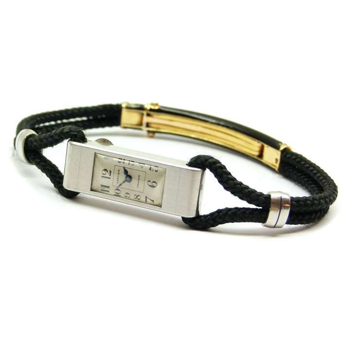 Art Deco platinum 'baguette' wristwatch